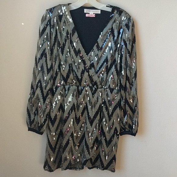 Sequin Chevron Dress - Picture 1 of 8